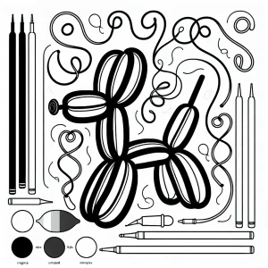 Balloon dog sculpture centerpiece amid streamers