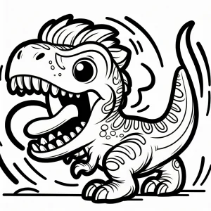Cartoon T-Rex roaring with wide open mouth