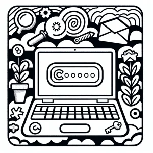 Chromebook login screen illustration with helpful tips border for coloring