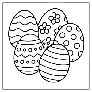 Printable Easter eggs coloring page for kids with festive designs