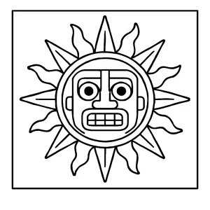 Inca sun coloring page – printable design for kids to color and learn about ancient history