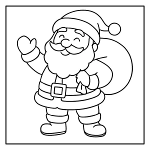 Santa Claus coloring page featuring a jolly Santa with hat and beard, free printable for kids and families