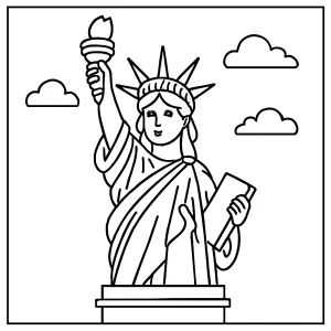 Statue of Liberty coloring page - free printable for kids and adults to color