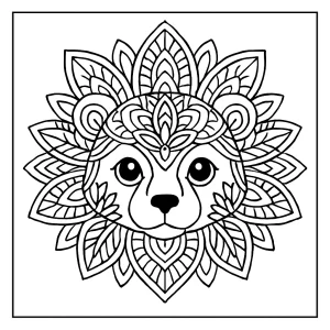 Animal mandala coloring page with intricate patterns, free printable for kids and adults