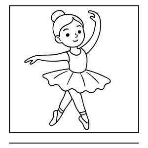 Graceful ballerina coloring page for kids to print and color, featuring a ballerina in a tutu