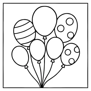 Balloons coloring page for kids to print and color for free