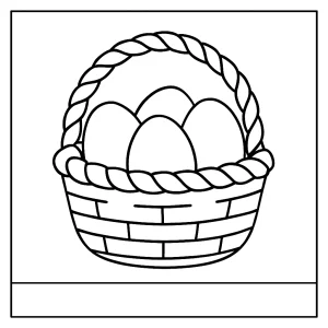 Basket of eggs coloring page for kids to print and color, free printable activity