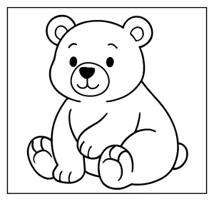 Printable bear coloring page for kids, free to download and color