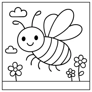 Bee coloring page for kids - free printable coloring page with a cute bee illustration