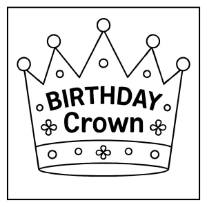 Birthday crown coloring page for kids, printable and free to color