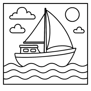 Boat on the sea coloring page for free printable download