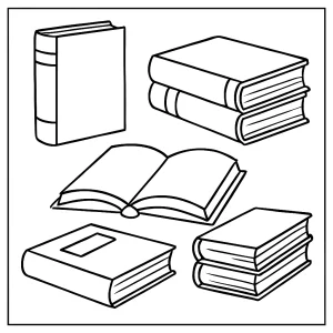 Stack of books coloring page for free printable activities for kids