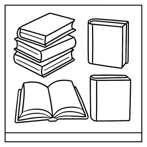 Stack of books coloring page for free printable activities