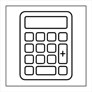 calculator coloring page featuring a simple calculator outline for kids to color
