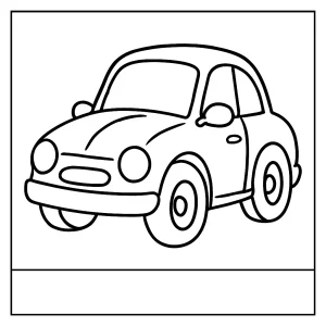 Car coloring page for kids showing a simple outline of a car, free printable