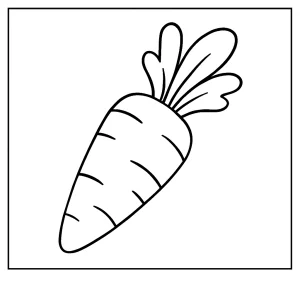 Carrot coloring page – free printable vegetable design for kids to color