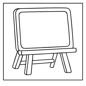 Chalkboard coloring page for kids to print and color, featuring a blank chalkboard ready for creative designs.