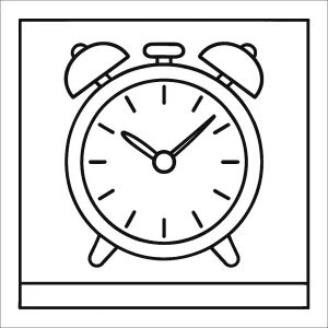 Printable clock coloring page for kids to color and learn about telling time