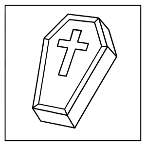 Coffin coloring page for free – printable spooky-themed outline for kids