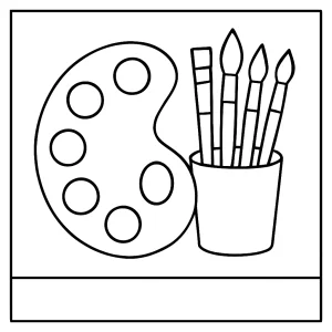 Colors palette coloring page for kids, free printable art activity