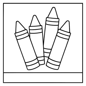 Crayons coloring page for kids, printable free coloring page with cartoon crayons ready to be colored.