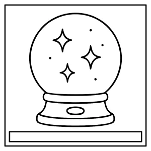 Magical crystal ball coloring page with ornate details, free printable for kids