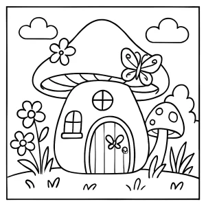 Magical fairy house coloring page for free printable fun