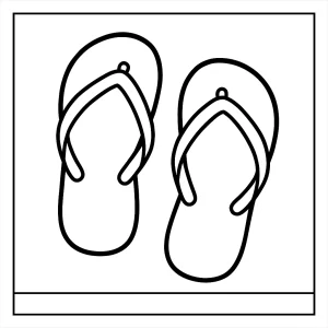 Flip flops coloring page for kids - printable footwear illustration to color.