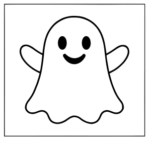 Friendly ghost coloring page for kids to print and color