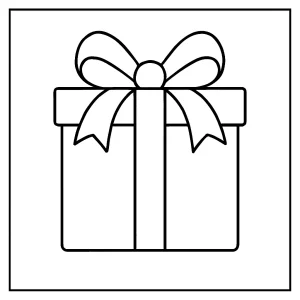 Gift box coloring page free printable for kids, featuring a present with a bow