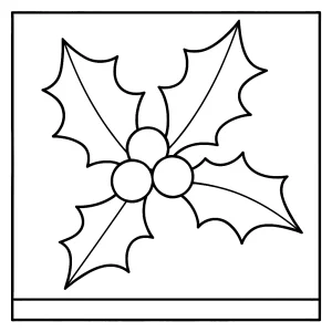 Holly coloring page with detailed leaves and berries to print and color
