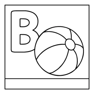 Letter B with ball coloring page for kids to print and color