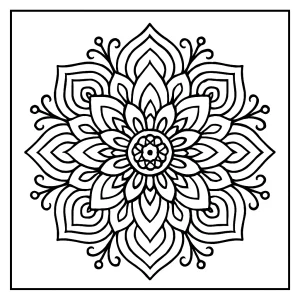 Mandala flower coloring page for free download and printing, detailed floral and geometric design for kids and adults
