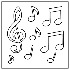 Musical notes coloring page with fun printable music symbols for kids