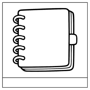 notebook coloring page featuring a spiral-bound notebook, free printable