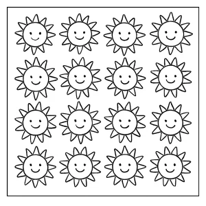 15 Suns coloring page with smiling sun illustrations for kids to color and learn numbers