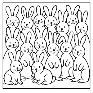 Seventeen rabbits coloring page – printable free animal page for kids