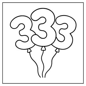 Number 3 balloons coloring page for kids to print and color. Fun activity for learning numbers and celebrating birthdays.