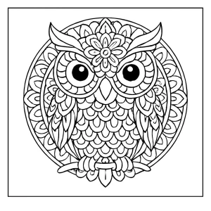Owl mandala coloring page for free download and printing