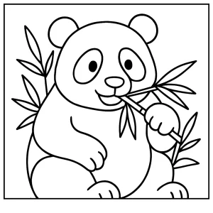 Panda eating bamboo coloring page for free printable fun