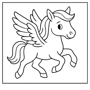 Pegasus coloring page – free printable mythical winged horse for children to color