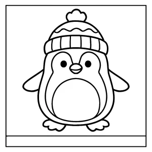 Penguin with hat coloring page – free printable for kids to color and enjoy