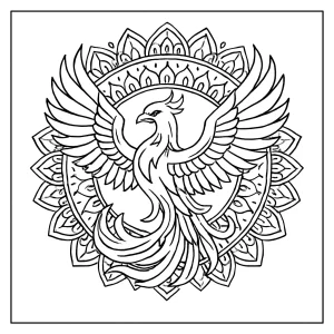 Phoenix Mandala coloring page for free printable activities