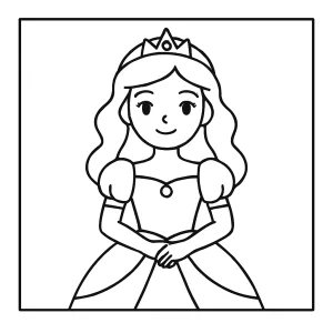 Beautiful princess coloring page for kids – free printable coloring page illustration
