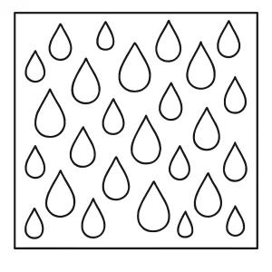Raindrops coloring page with falling drops, printable for kids