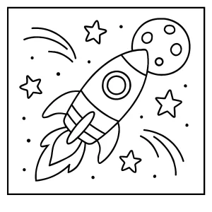 Rocket coloring page for kids – printable sheet with a rocket ship ready for coloring