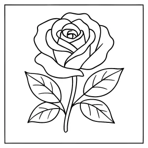 Beautiful rose coloring page for free printing and coloring, featuring a detailed flower illustration.