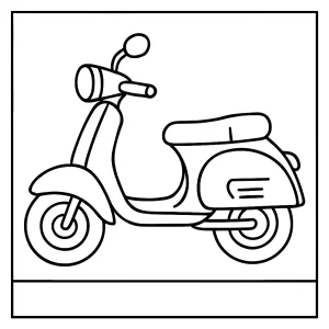 Scooter coloring page, free printable sheet for kids to color