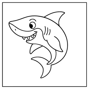 Shark coloring page for kids, printable and free to download