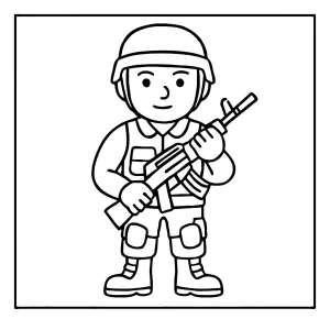 Soldier coloring page for free – printable image of a brave soldier in uniform for kids to color